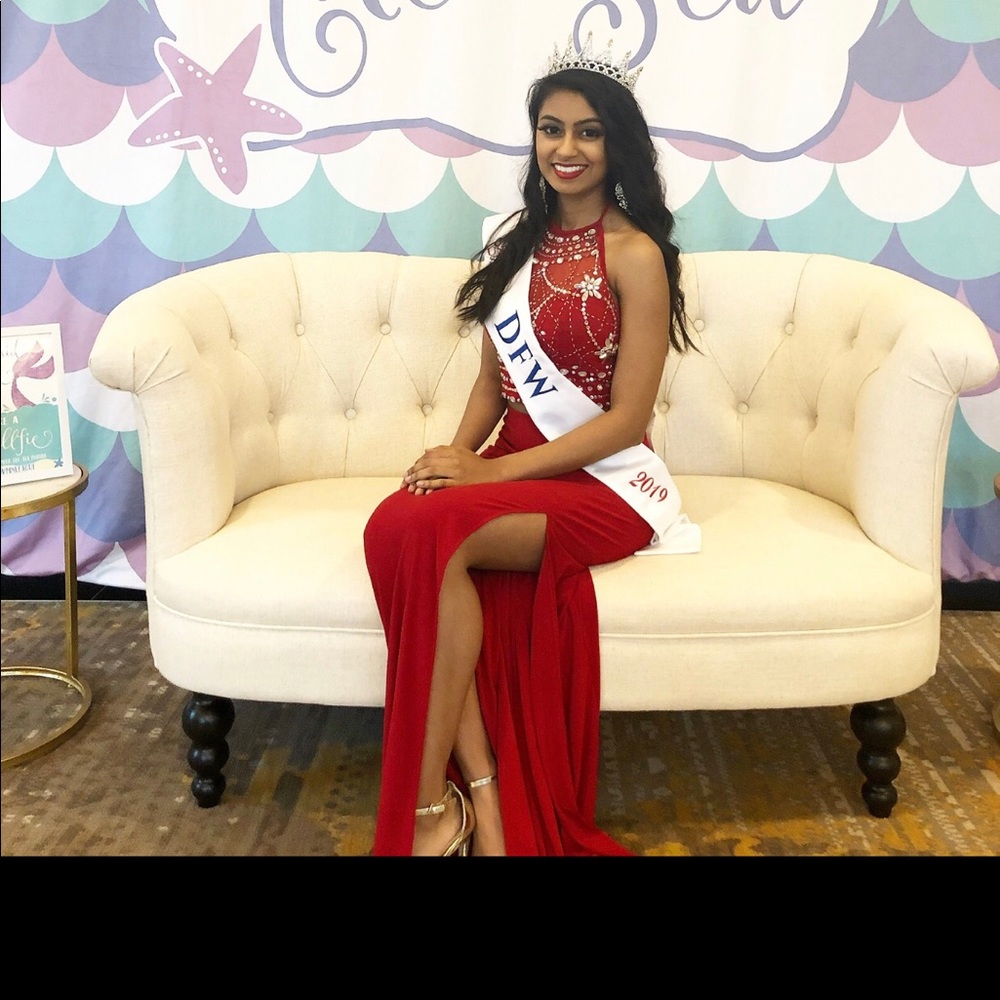 Red two piece gown